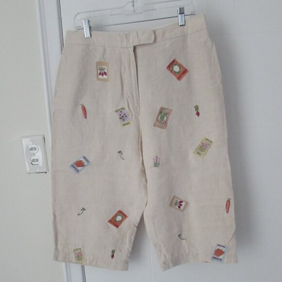 Alexandra Bartlett Pants - *3/$10*  Alexandra Bartlett Linen Garden Seeds Shorts 17" Inseam